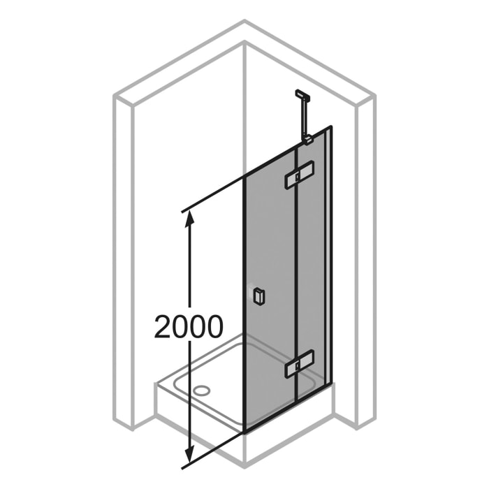 HÜPPE SolvaPro Schwingtür mit festem Segment für Seitenwand und Nische 120,1-150 x 120-200 cm, ohne Anti-Plaque