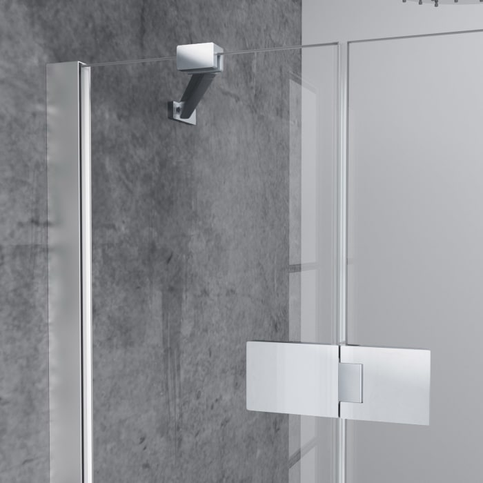 HÜPPE SolvaPro Schwingtür mit festem Segment für Eckeinstieg (1/2) 120,1-150 x 120-200 cm, mit Anti-Plaque