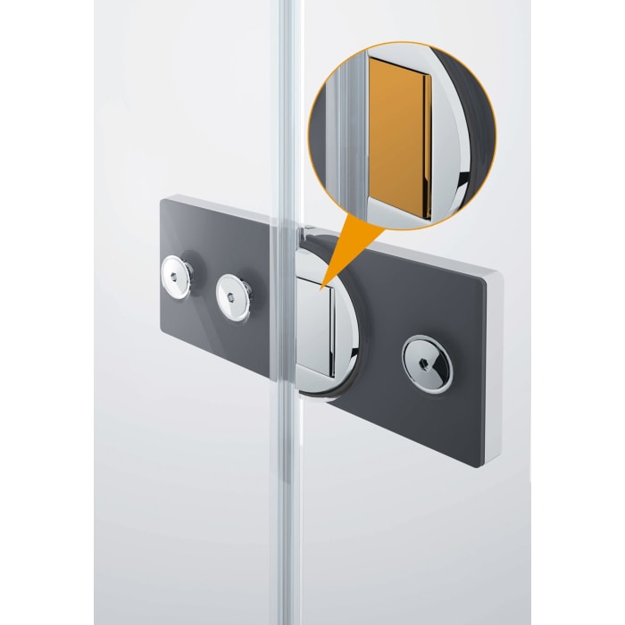 HÜPPE SolvaPro Schwingtür mit festem Segment für Eckeinstieg (1/2) 70-120 x 200,1-220 cm, ohne Anti-Plaque