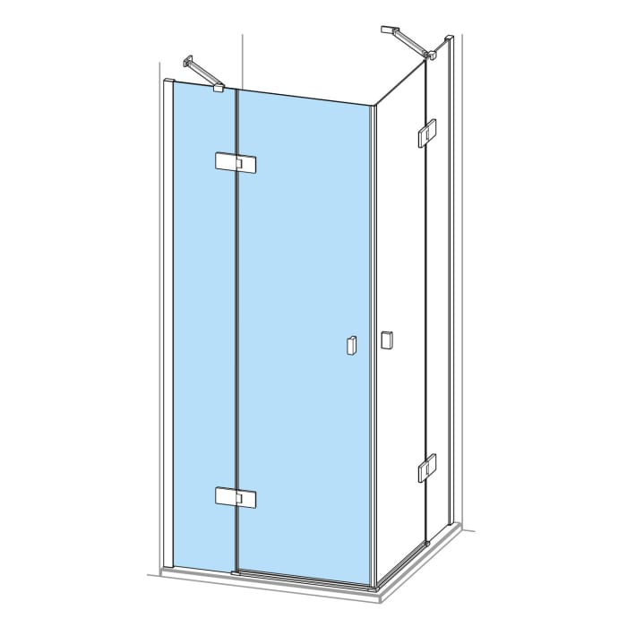 HÜPPE SolvaPro Schwingtür mit festem Segment für Eckeinstieg (1/2) 80 x 200 cm, ohne Anti-Plaque