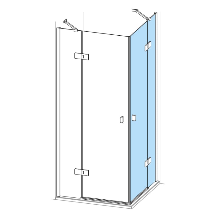 HÜPPE SolvaPro Schwingtür mit festem Segment für Eckeinstieg (1/2) 120 x 200 cm, ohne Anti-Plaque