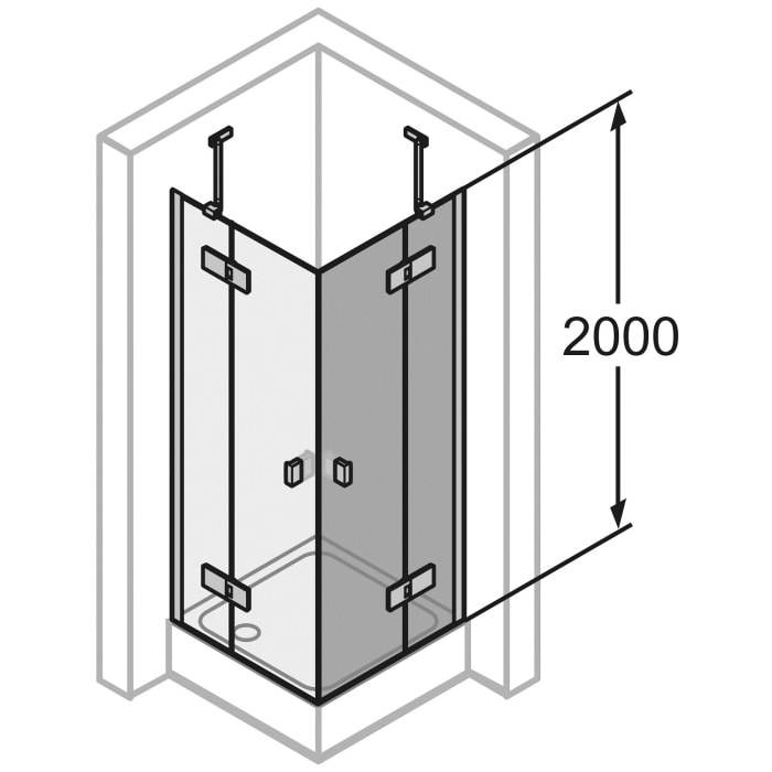 HÜPPE SolvaPro Schwingtür mit festem Segment für Eckeinstieg (1/2) 90 x 200 cm, mit Anti-Plaque