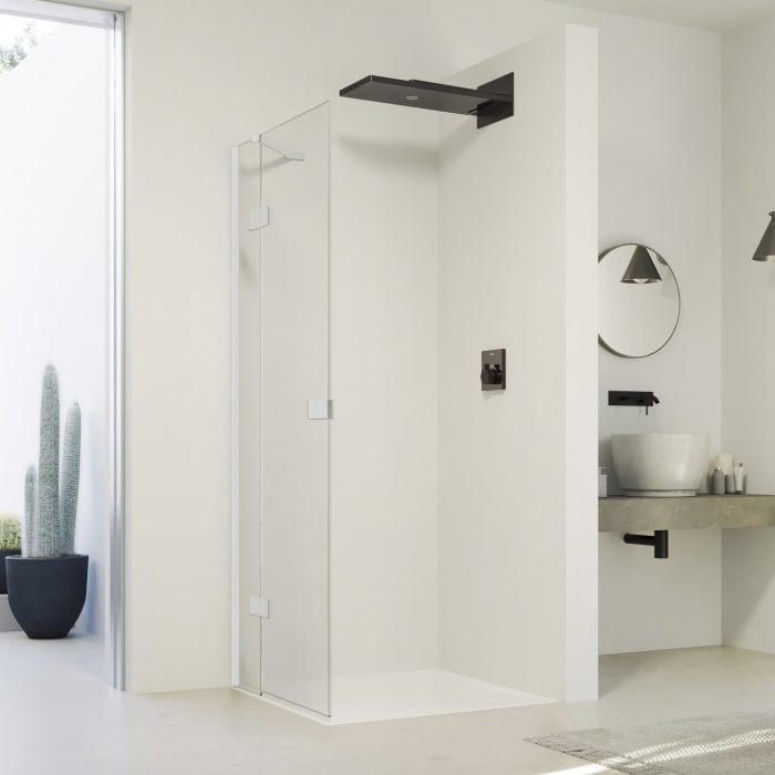 HÜPPE SolvaPro Schwingtür mit festem Segment für Seitenwand und Nische 90 x 200 cm, mit Anti-Plaque