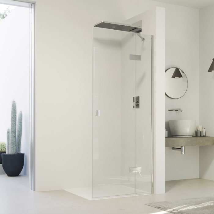 HÜPPE SolvaPro Schwingtür mit festem Segment für Seitenwand und Nische 120 x 200 cm, ohne Anti-Plaque