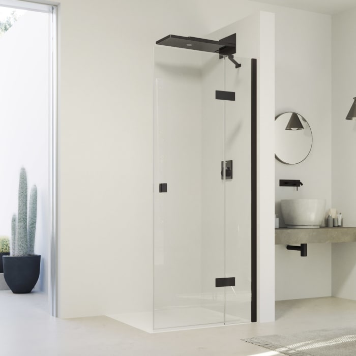 HÜPPE SolvaPro Schwingtür mit festem Segment für Seitenwand und Nische 70-120 x 200,1-220 cm, ohne Anti-Plaque