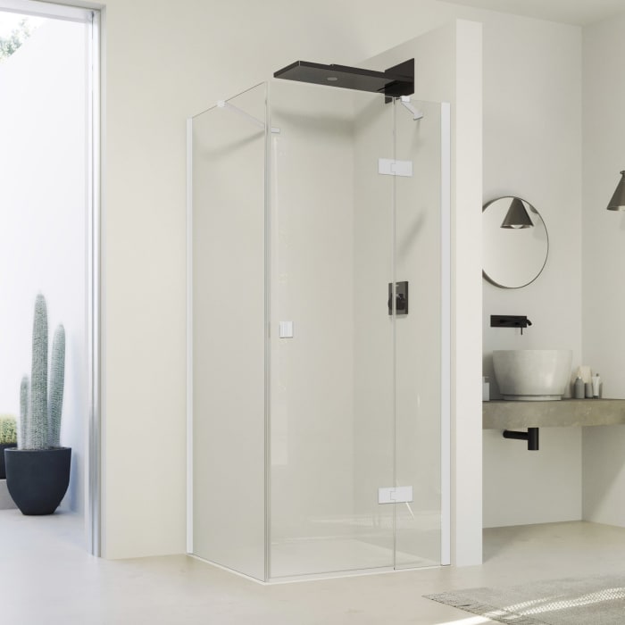 HÜPPE SolvaPro Schwingtür mit festem Segment für Seitenwand und Nische 70-120 x 120-200 cm, ohne Anti-Plaque