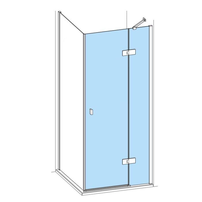 HÜPPE SolvaPro Schwingtür mit festem Segment für Seitenwand und Nische 120,1-150 x 200,1-220 cm, ohne Anti-Plaque