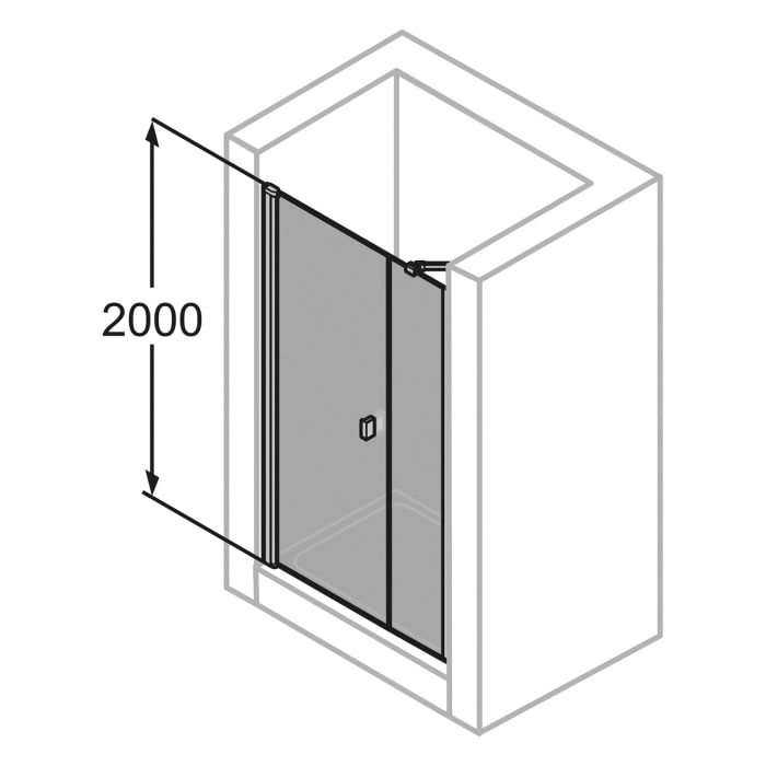 HÜPPE SolvaPro Schwingtür mit Nebenteil in Nische 70-120 x 200,1-220 cm, mit Anti-Plaque