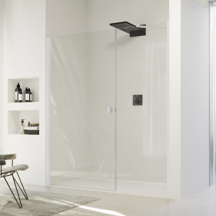 HÜPPE SolvaPro Schwingtür mit Nebenteil in Nische 90 x 200 cm, mit Anti-Plaque