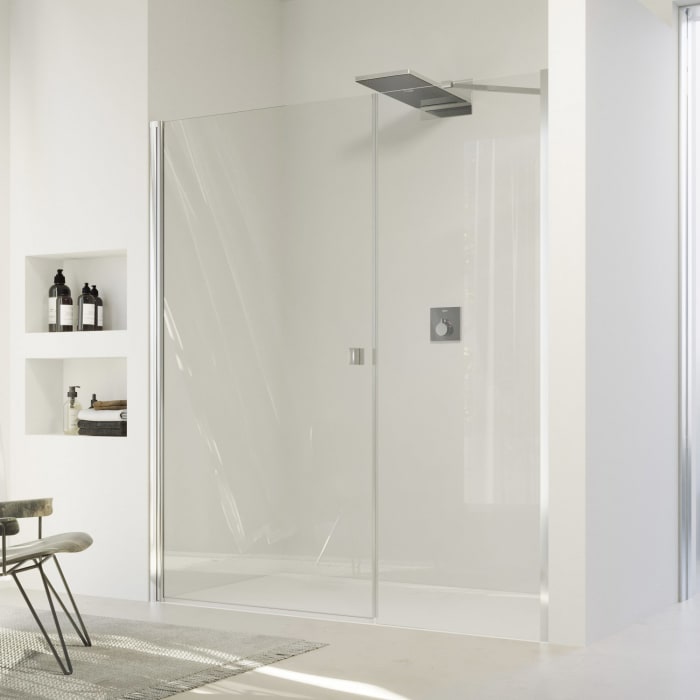 HÜPPE SolvaPro Schwingtür mit Nebenteil in Nische 70-120 x 200,1-220 cm, mit Anti-Plaque