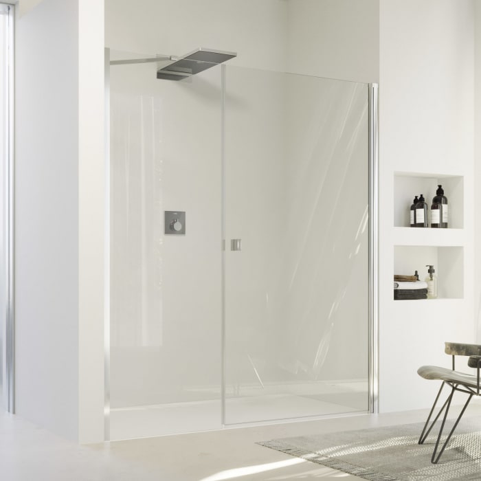 HÜPPE SolvaPro Schwingtür mit Nebenteil in Nische 100 x 200 cm, mit Anti-Plaque