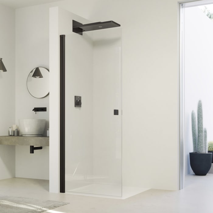 HÜPPE SolvaPro Schwingtür für Nische und Seitenwand 100 x 200 cm, mit Anti-Plaque