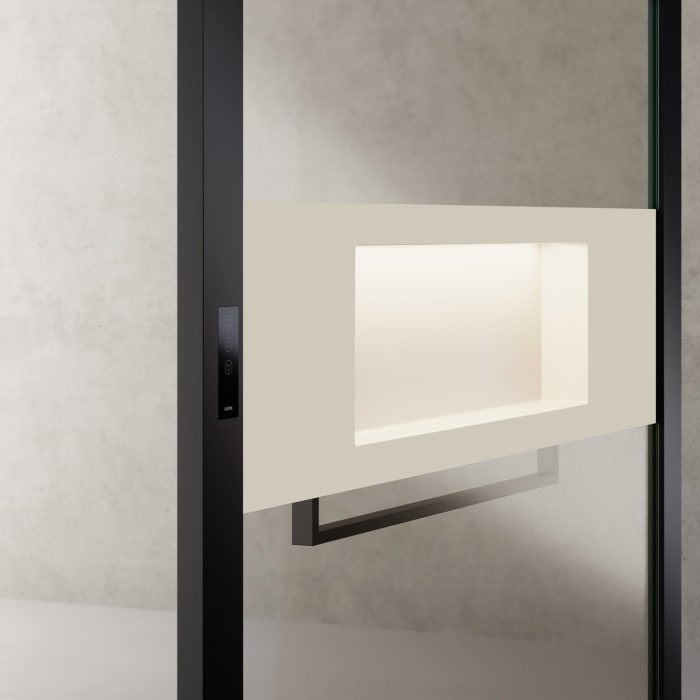 HÜPPE Sphere 4-Eck Walk-In Seitenwand alleinstehend 116,5 - 122 cm, mit Licht