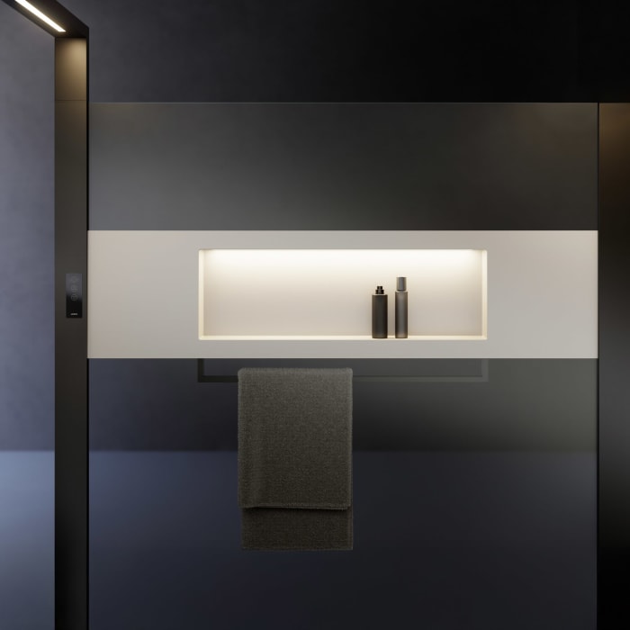 HÜPPE Sphere 4-Eck Walk-In Seitenwand alleinstehend 116,5 - 122 cm, mit Licht