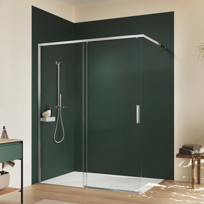 HÜPPE Vita pure Schiebetür 1-teilig mit festem Glaselement Maßanfertigung B: 80 - 180 H: 200,1 - 220 cm, mit Anti-Plaque