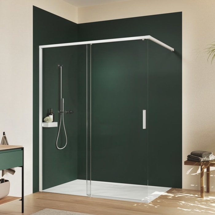 HÜPPE Vita pure Schiebetür 1-teilig mit festem Glaselement Maßanfertigung B: 80 - 180 H: 200,1 - 220 cm