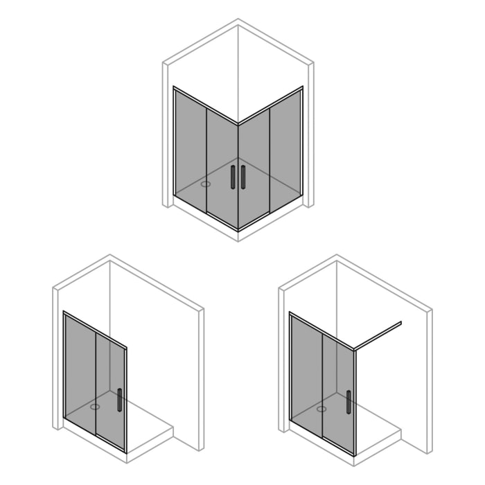HÜPPE Vita pure Schiebetür 1-teilig mit festem Glaselement Maßanfertigung B: 80 - 180 H: 200,1 - 220 cm