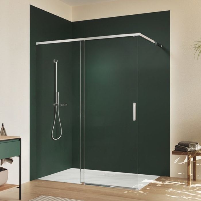 HÜPPE Vita pure Schiebetür 1-teilig mit festem Glaselement Maßanfertigung B: 80 - 180 H: 120 - 200 cm