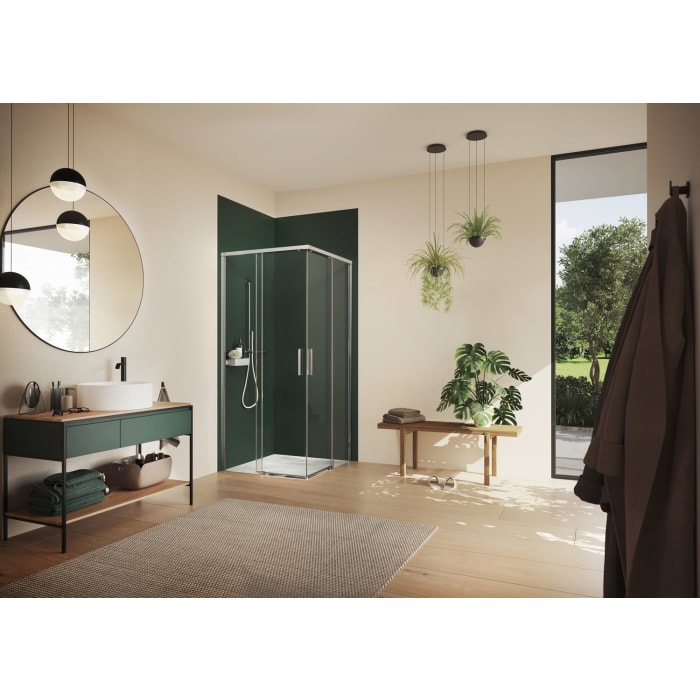 HÜPPE Vita pure Schiebetür 1-teilig mit festem Glaselement B: 78,5 - 82,5 H: 200 cm, mit Anti-Plaque