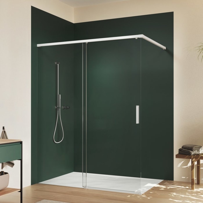 HÜPPE Vita pure Schiebetür 1-teilig mit festem Glaselement Maßanfertigung B: 80 - 180 H: 120 - 200 cm