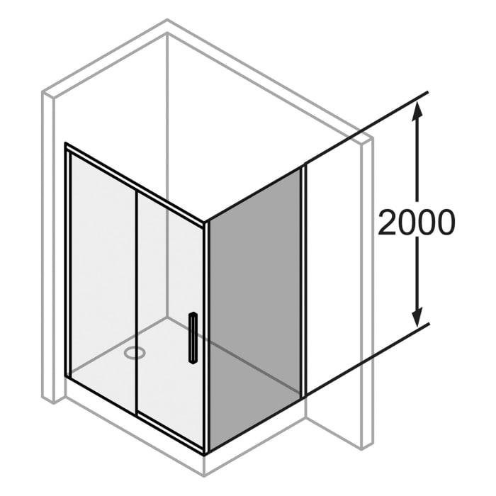 HÜPPE Vita pure Seitenwand für Schiebetür 1-teilig mit festem Glaselement B: 98,5 - 100 H: 200 cm, mit Anti-Plaque
