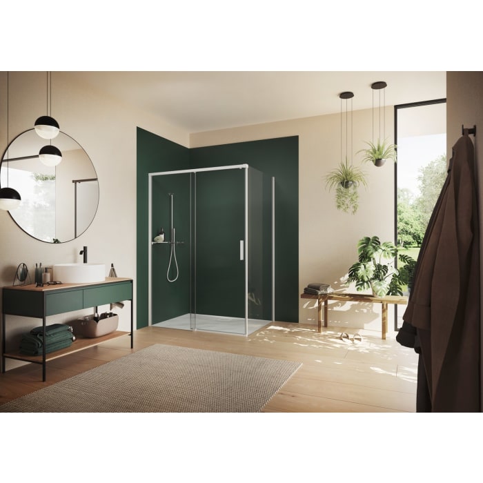 Hüppe Vita pure teilgerahmt 4-Eck Seitenwand für Gleittür 1-teilig mit festem Segment B: 74,2 - 75,7 H: 200 cm