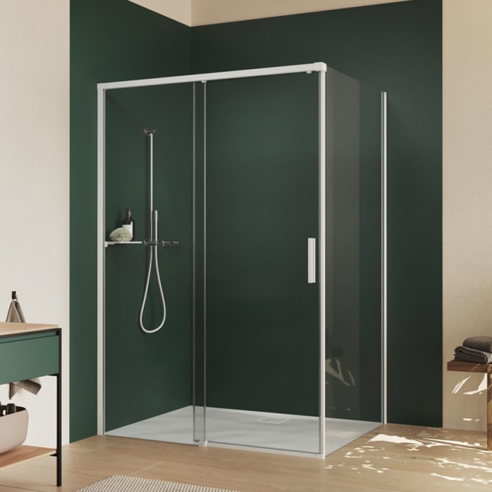 Hüppe Vita pure teilgerahmt 4-Eck Seitenwand für Gleittür 1-teilig mit festem Segment B: 74,2 - 75,7 H: 200 cm