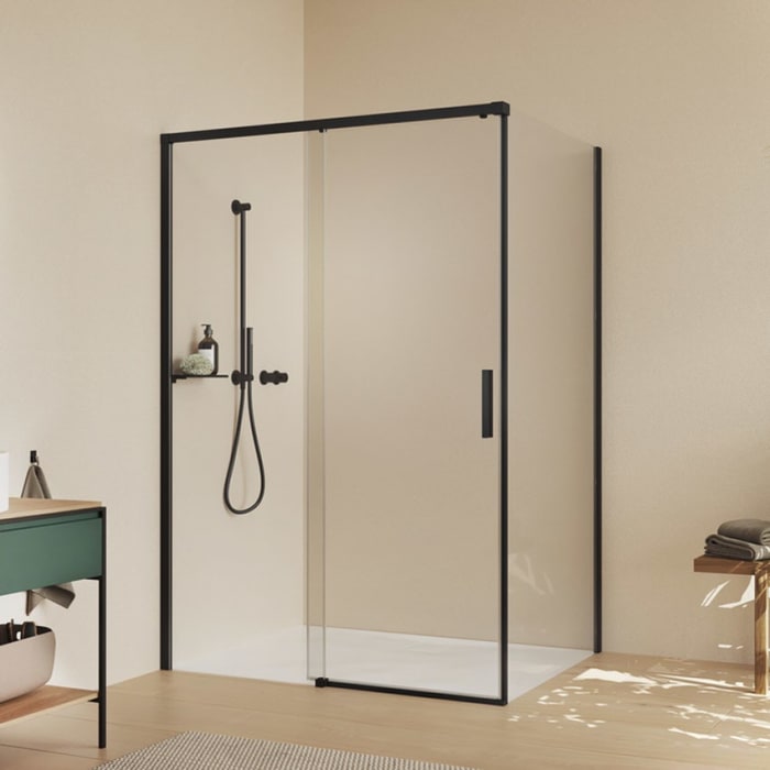 Hüppe Vita pure teilgerahmt 4-Eck Seitenwand für Gleittür 1-teilig mit festem Segment B: 99,2 - 100,7 H: 200 cm