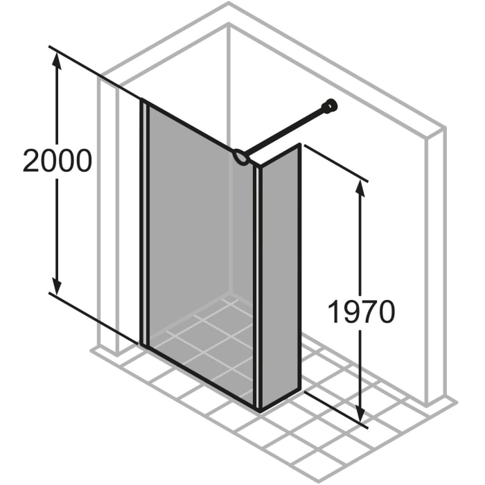 HÜPPE 501 Design pure Walk-In Seitenwand mit beweglichem Segment im Sondermaß, Glas ohne Anti-Plaque