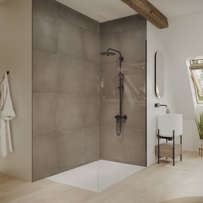 Hüppe Seamlite Walk-In Seitenwand alleinstehend, Maßanfertigung B: bis 120 H: bis 200 cm, mit Anti-Plaque