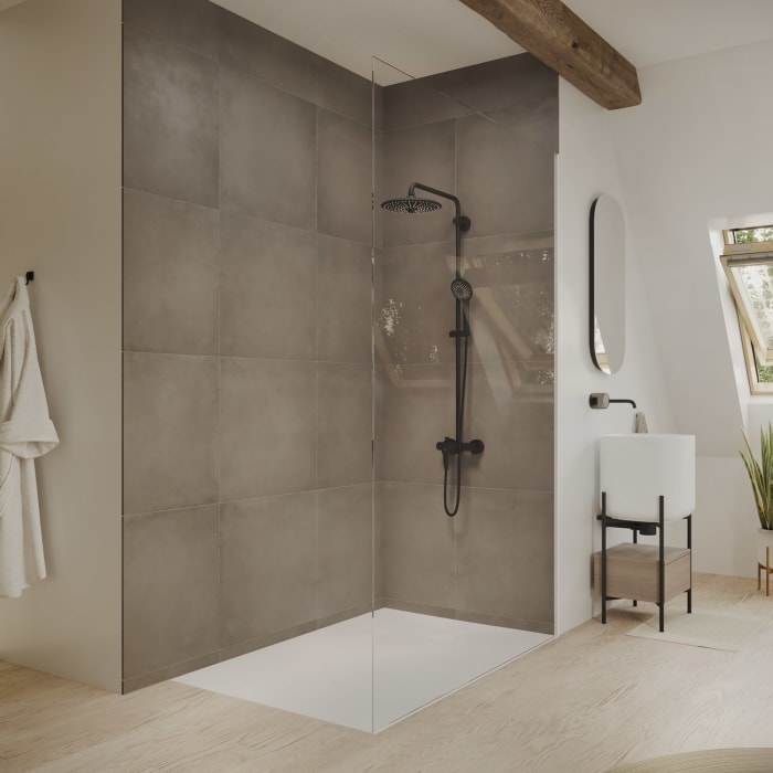 Hüppe Seamlite Walk-In Seitenwand alleinstehend, Maßanfertigung  B: bis 140 H: bis 220 cm, mit Anti-Plaque