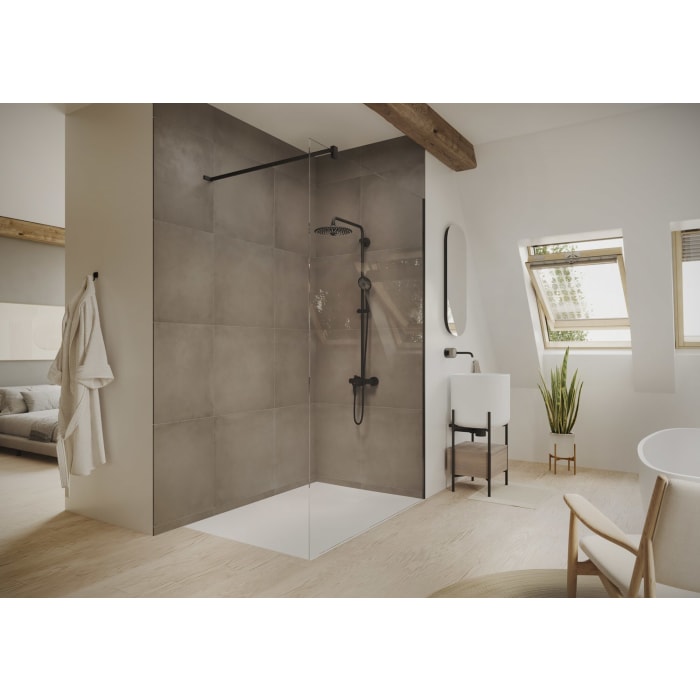 Hüppe Seamlite Walk-In Seitenwand alleinstehend, Maßanfertigung B: bis 120 H: bis 200 cm, mit Anti-Plaque