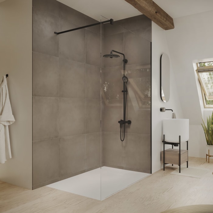 Hüppe Seamlite Walk-In Seitenwand alleinstehend, Maßanfertigung B: bis 160 H: bis 200 cm, mit Anti-Plaque