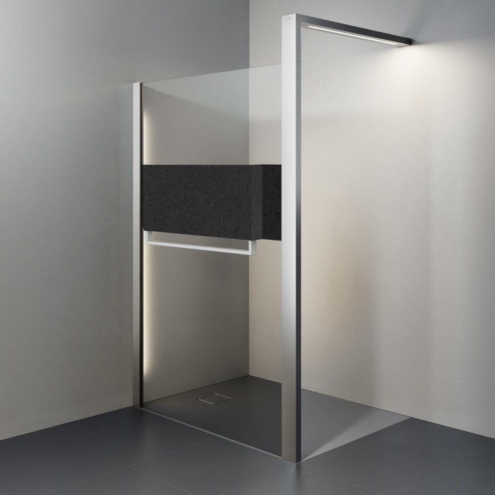 HÜPPE Sphere 4-Eck Walk-In Seitenwand alleinstehend 136,5 - 142 cm, mit Licht