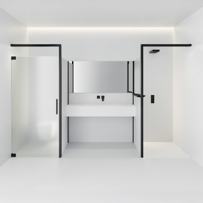 HÜPPE Sphere 4-Eck Walk-In Seitenwand alleinstehend 154 - 162 cm, ohne Licht