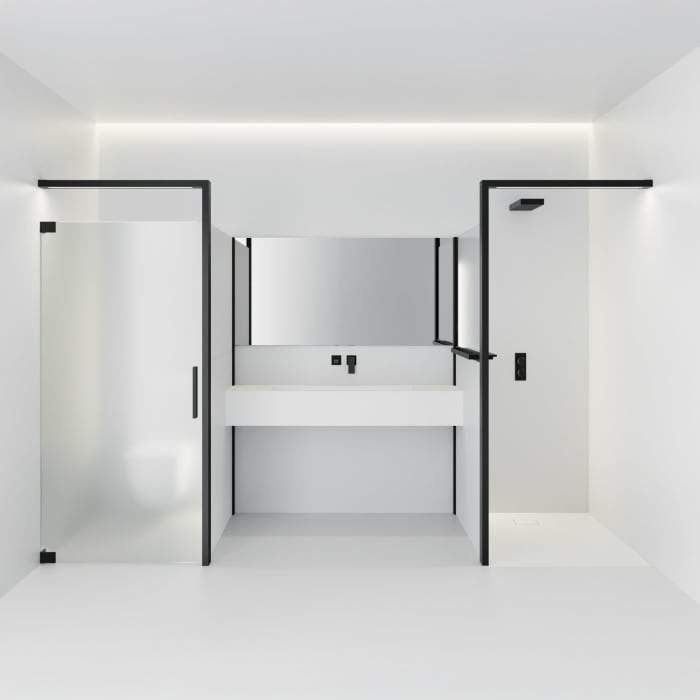 HÜPPE Sphere 4-Eck Walk-In Seitenwand alleinstehend 116 - 122 cm, mit Licht