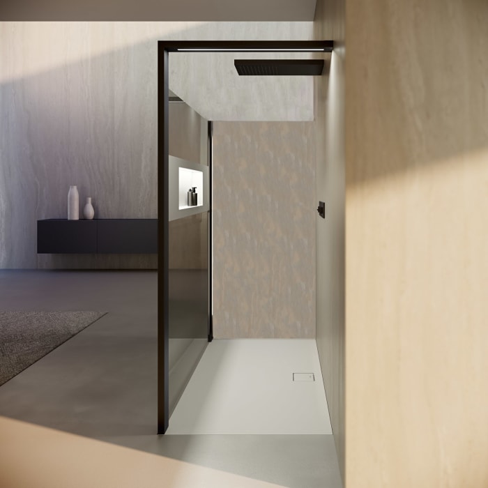 HÜPPE Sphere 4-Eck Walk-In Seitenwand alleinstehend 116,5 - 122 cm, mit Licht