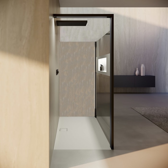 HÜPPE Sphere 4-Eck Walk-In Seitenwand alleinstehend 156,5 - 162 cm, mit Licht