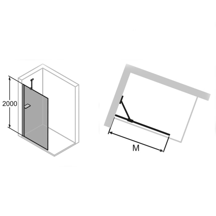 HÜPPE Select+ Walk-In Seitenwand alleinstehend 8 mm, 100 x 200 cm, mit Stabilisator und Handtuchhalter