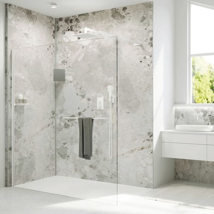 HÜPPE Select+ Walk-In Seitenwand alleinstehend 8 mm, 80 x 200 cm, mit Querbügel und Handtuchhalter