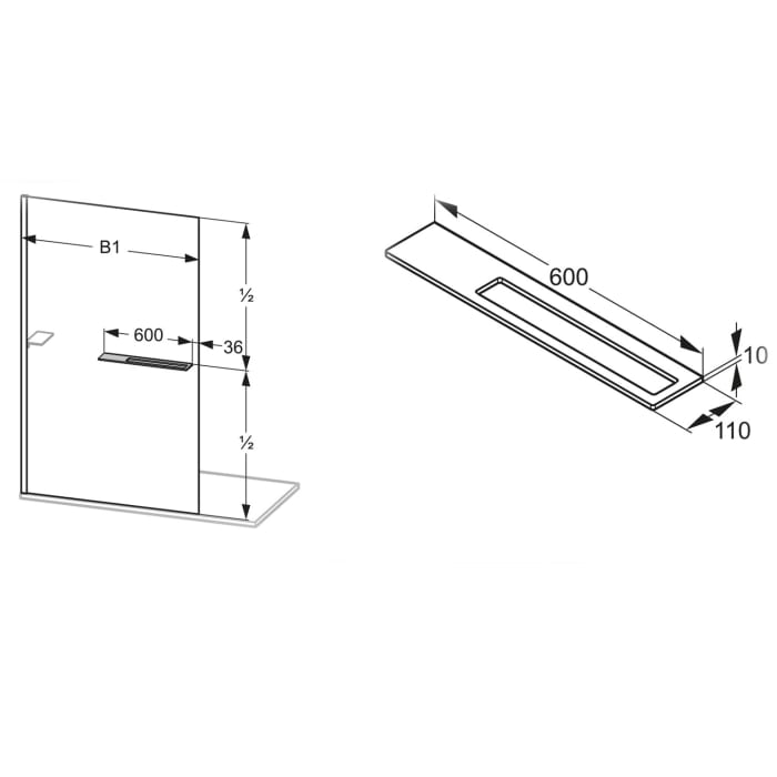 HÜPPE Select+ Walk-In Seitenwand alleinstehend 8 mm, 90 x 200 cm, mit Stabilisator und Handtuchhalter