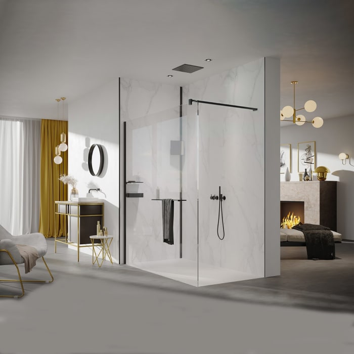 HÜPPE Select+ Walk-In Seitenwand alleinstehend 8 mm, 100 x 200 cm, mit Stabilisator und Handtuchhalter