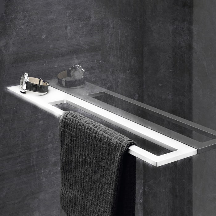 HÜPPE Select+ Walk-In Seitenwand alleinstehend 6 mm, 75 x 200 cm, mit Stabilisator und Handtuchhalter