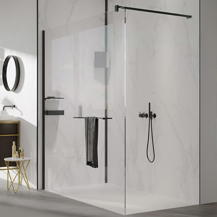 HÜPPE Select+ Walk-In Seitenwand alleinstehend 8 mm, 140 x 200 cm, mit Querbügel und Handtuchhalter