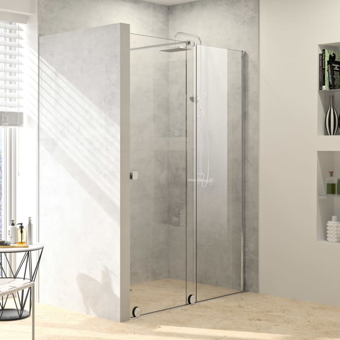 HÜPPE Xtensa pure Walk-In Gleittür mit festem Segment 160 cm, Anschlag rechts