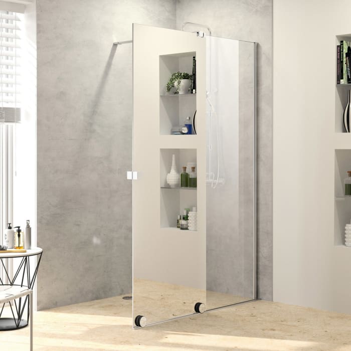 HÜPPE Xtensa pure Walk-In Gleittür mit festem Segment 100 cm, Anschlag rechts