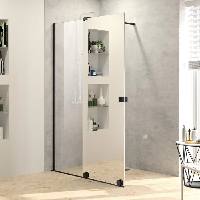 HÜPPE Xtensa pure Walk-In Gleittür mit festem Segment Sondermaß B1 100-140 cm, Anschlag links, mit Stabilisator