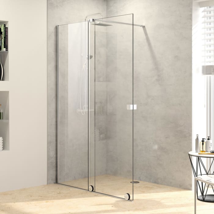 HÜPPE Xtensa pure Walk-In Gleittür mit festem Segment Sondermaß B1 100-180 cm, Anschlag links