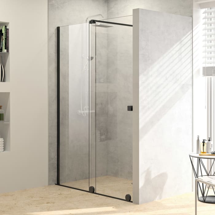 HÜPPE Xtensa pure Walk-In Gleittür mit festem Segment Sondermaß B1 100-180 cm, Anschlag links