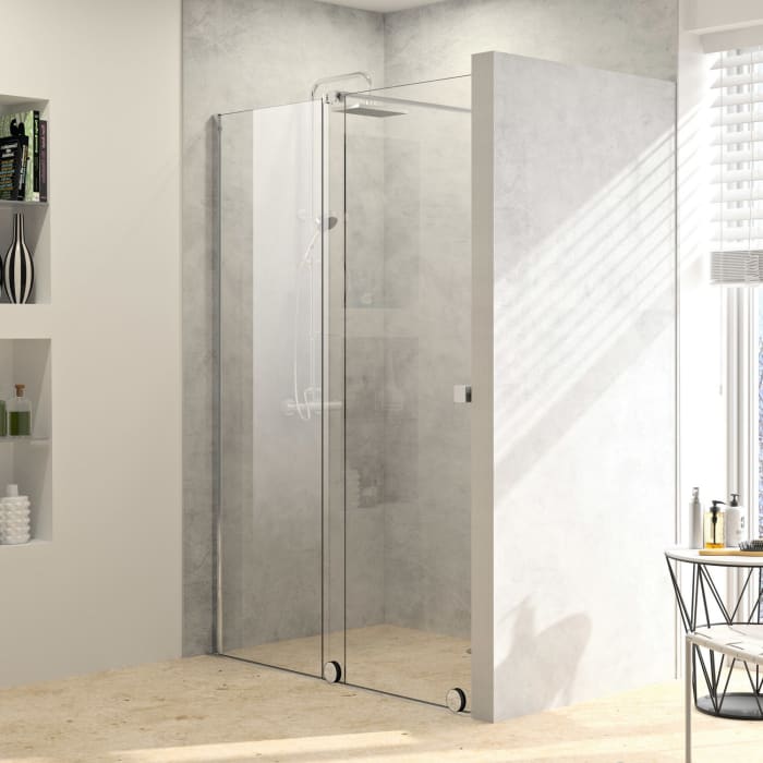 HÜPPE Xtensa pure Walk-In Gleittür mit festem Segment Sondermaß B1 100-180 cm, Anschlag links